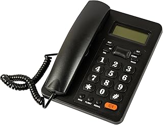 Corded Telephone Landline Telephone, Dual Interface Wired Telephone Big Button Landline Phones with Caller Identification Suitable for Office, Front Desk, Home, Hotel, Corded Landline (Black)