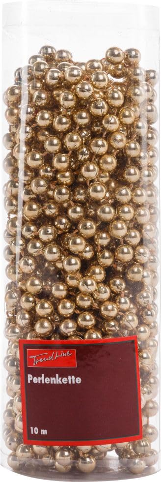 TrendLine Perlenkette bruchfest, langlebig 10 m Champagner Christbaum- &...