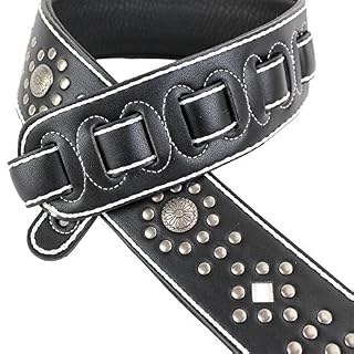 Walker & Williams Gtr-30 Diamant Blanc Sangle avec Conchos & Silver Nailhead rivets - Les Beatles, Paul McCartney, John Lennon, RIngo Starr, George Harrison Walker & Williams Gtr-30 Diamant Blanc Sangle avec Conchos & Silver Nailhead rivets – Image 3