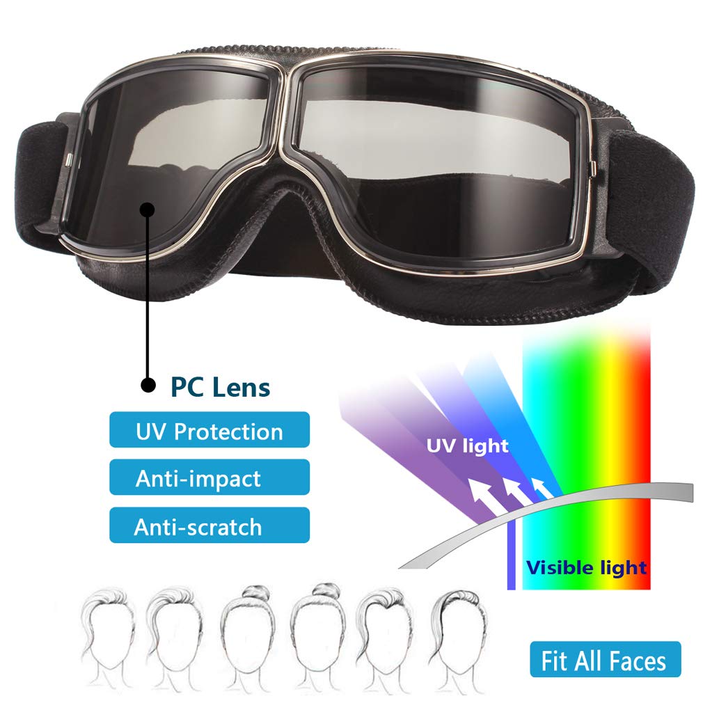 Retro Pilot Motorcycle Goggles Fog-proof Warm Riding Goggles ATV Bike Motocross Glasses Safety Goggles
