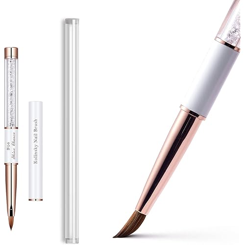 Shine Chance 100% Kolinsky 3D Acrylic Nail Brushes, Acrylic Nail Brush Size # 2-#14 Oval Nail Art Painting Brush for Acrylic Powder Nail Carved Extend Nails (#04)