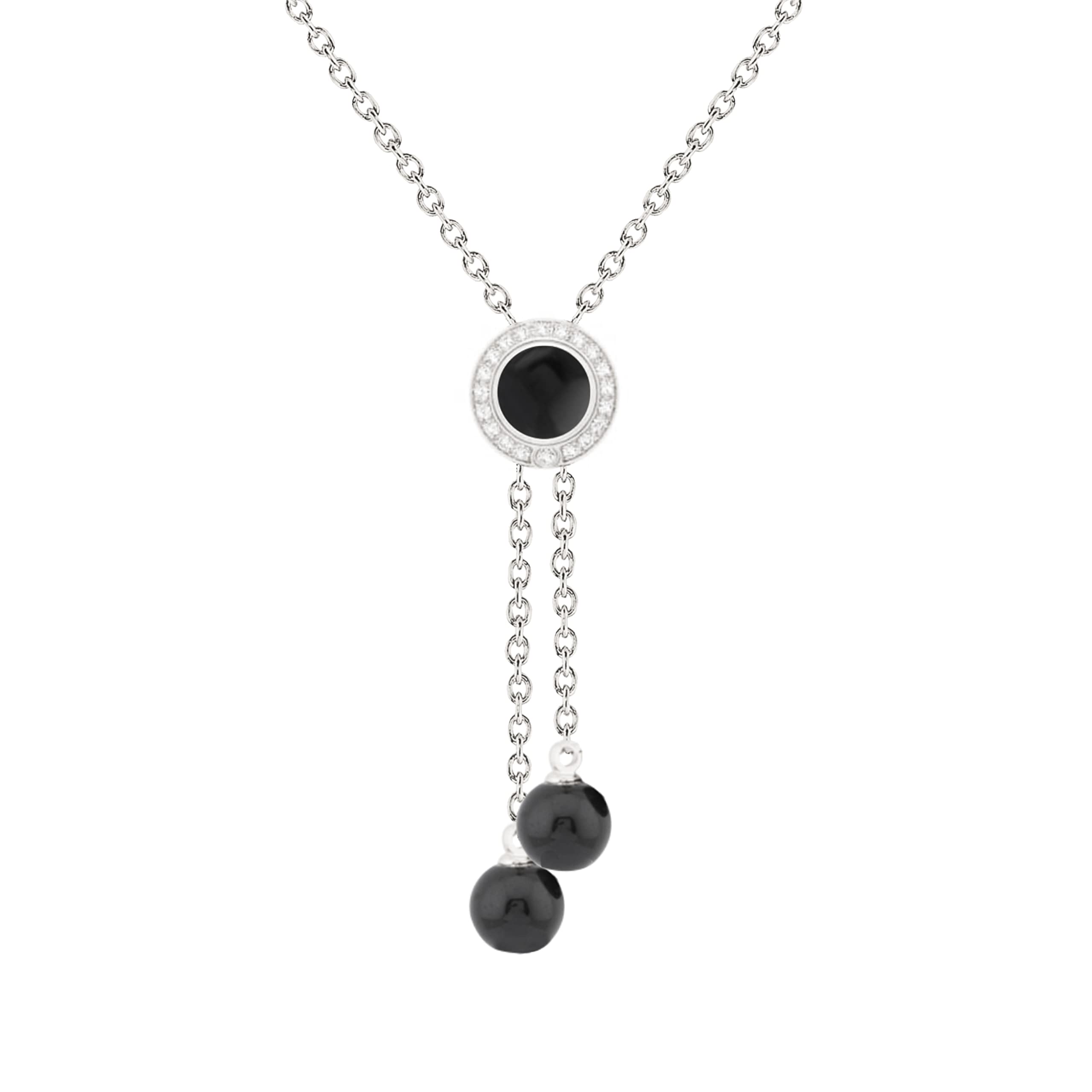 MINUTIAE Classic Round Shape Black Dangling Solitaire Swarovski Crystal Diamonds Brass Alloy Pendant Necklace for Women and Girls - Silver | Stylish Design with Extendable Chain Loop (B0B34Q81YH) Amazon Price History, Amazon Price Tracker