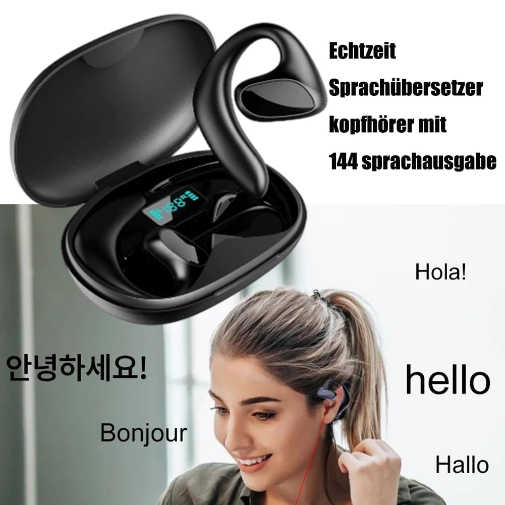 Übersetzer-Echtzeit-Übersetzung,Bluetooth-Konnektivität,Unterstützt 156 Sprachen,Ki Headphones with Real Time Translation,Geeignet für Reise Business Studien (Weiß,2) |