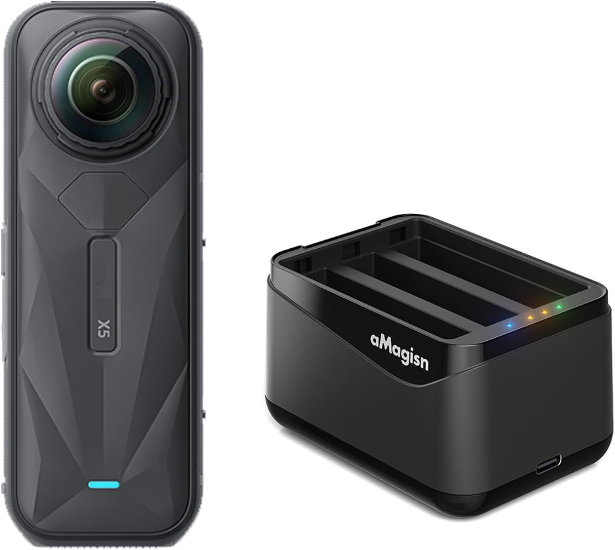 Battery Charging Hub for Insta360 X5 Battery Charger Triple Slots Dual SD Cards Holes Fast Charge, X5 Accessories (2)