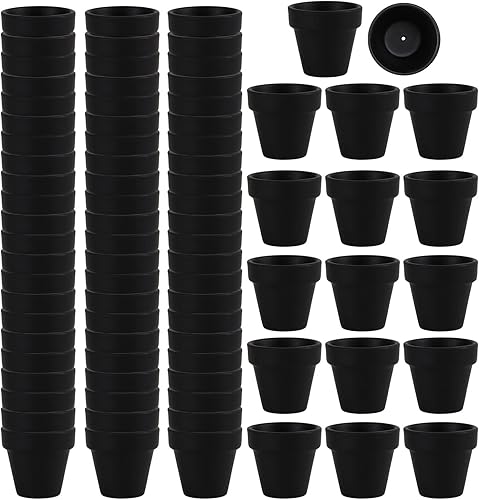 Miniatura 1 de 80 macetas pequeñas de arcilla negra de 2.1 pulgadas, maceta de terracota de cerámica de cerámica, macetas de cactus, macetas para suculentas,