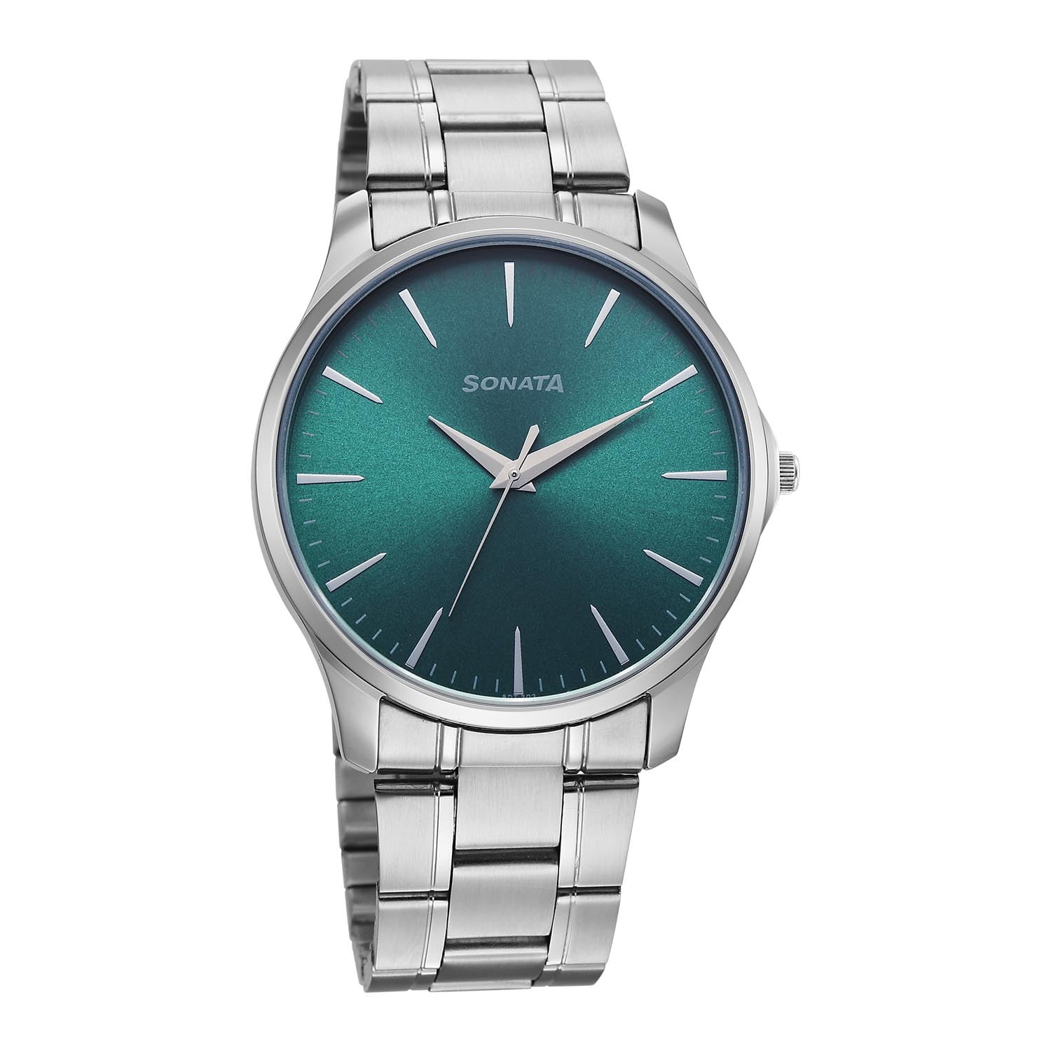 sonata Ease with Green Dial Silver Metal Strap Watch for Men - 77163SM10W-picture-49