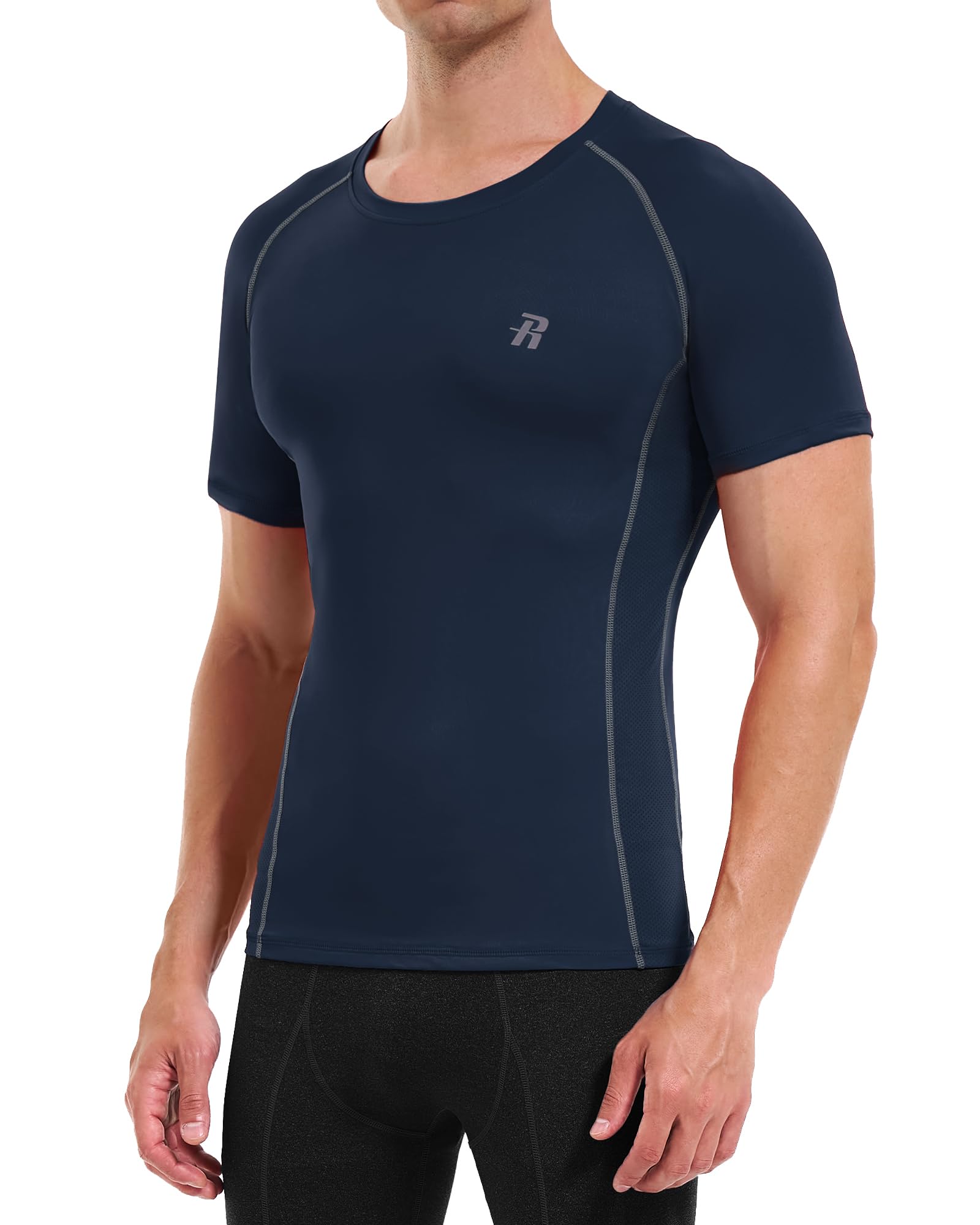 Runhit Camisetas de compresión de manga corta para hombre, secado rápido, camiseta de compresión para hombre, capa base de entrenamiento atlético