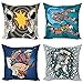 ABAKUHAUS Lot de 4 Housses de Coussin en Forme de Pop Art - Style rétro - Motif Astronaute - Design Moderne - Impression numérique Double Face, Microfibre, Multicolore, 45 x 45 cm