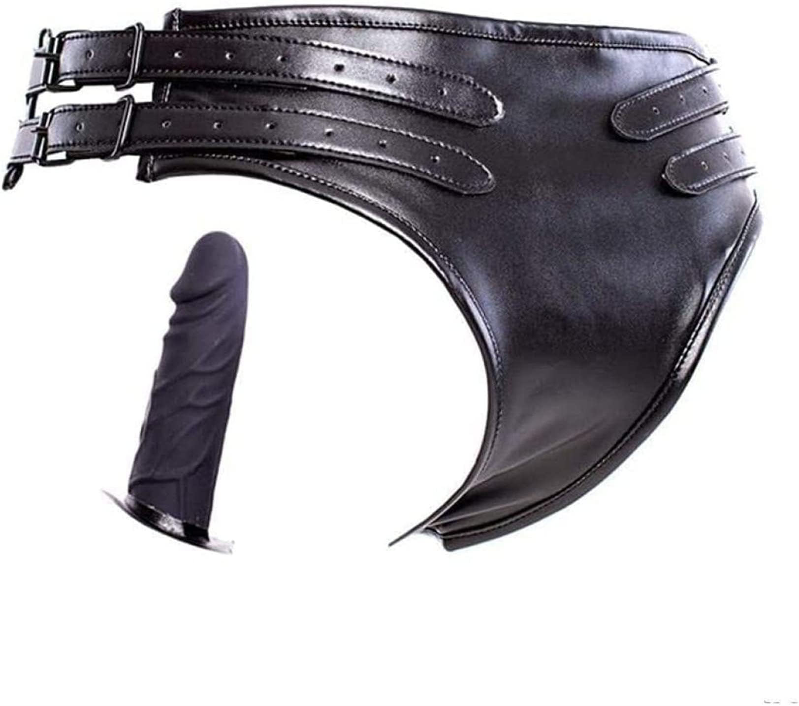 SHKFNSNCCC Ceinture de chasteté en cuir for femme avec gode en silicone, plug anal, taille réglable (76-120 cm), sous-vêtements, culottes(VaginalDildo)