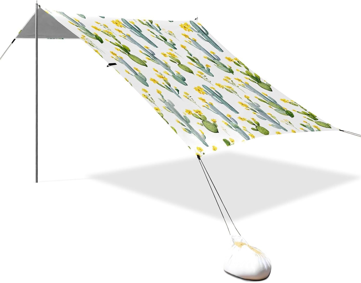 ALAZA Watercolor Cactus Cacti Beach Tent Sun Shelter UPF50+ Protection Beach Shade Canopy w/ 4 Sandbags for Outdoor Camping, Fishing, Backyard Fun, Picnic, 10x9 ft