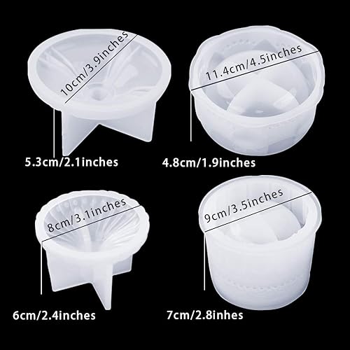 Miniatura 5 de iSuperb 4 moldes de resina para cajas de almacenamiento de baratijas con 2 tapas de silicona, moldes de fundición de epoxi UV para manualidades,