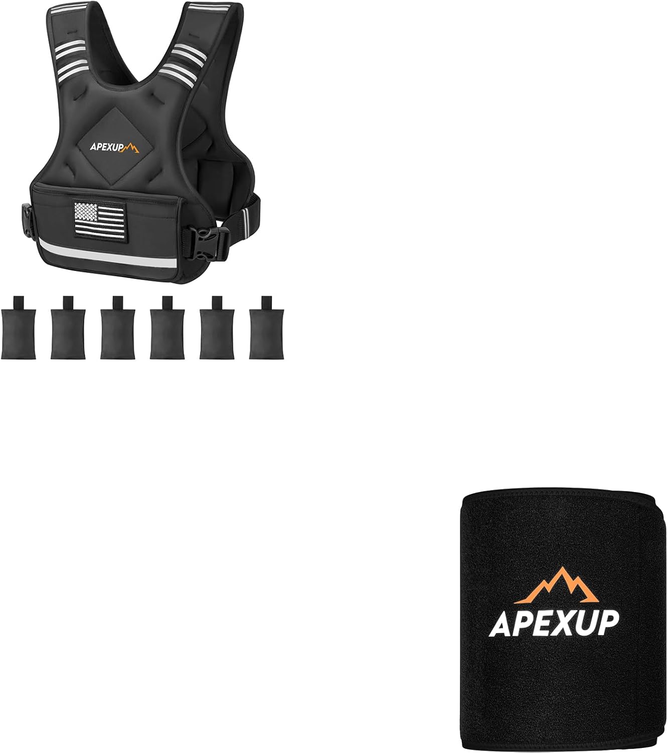 APEXUP Adjustable Weighted Vest (12-18lbs) + Sweat Waist Trainer (M)