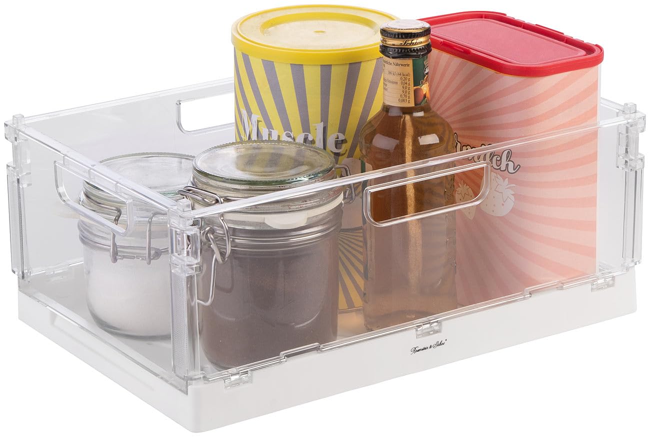 Rosenstein & Söhne Gemüsefach-Organizer: 8er-Set faltbare Kühlschrank-Organizer, transparent, 31 x 20,5 x 13 cm (Lebensmittelaufbewahrungsboxen, Sichtboxen)