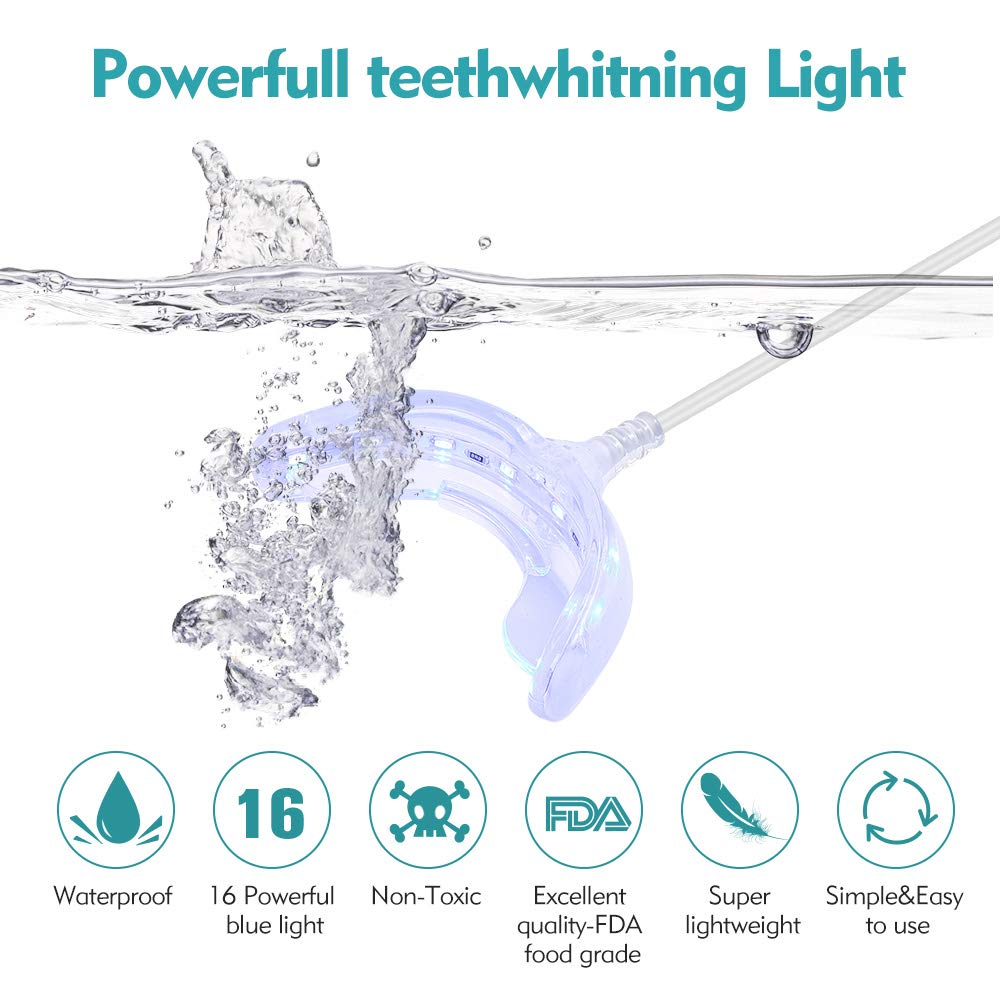 Teeth Whitening Accelerator Light, 16x More Powerful Blue LED Light, Mouth Tray Teeth Whitening Enhancer Light Trays Connected with iPhone/Android/USB for Home Use : Beauty & Personal Care