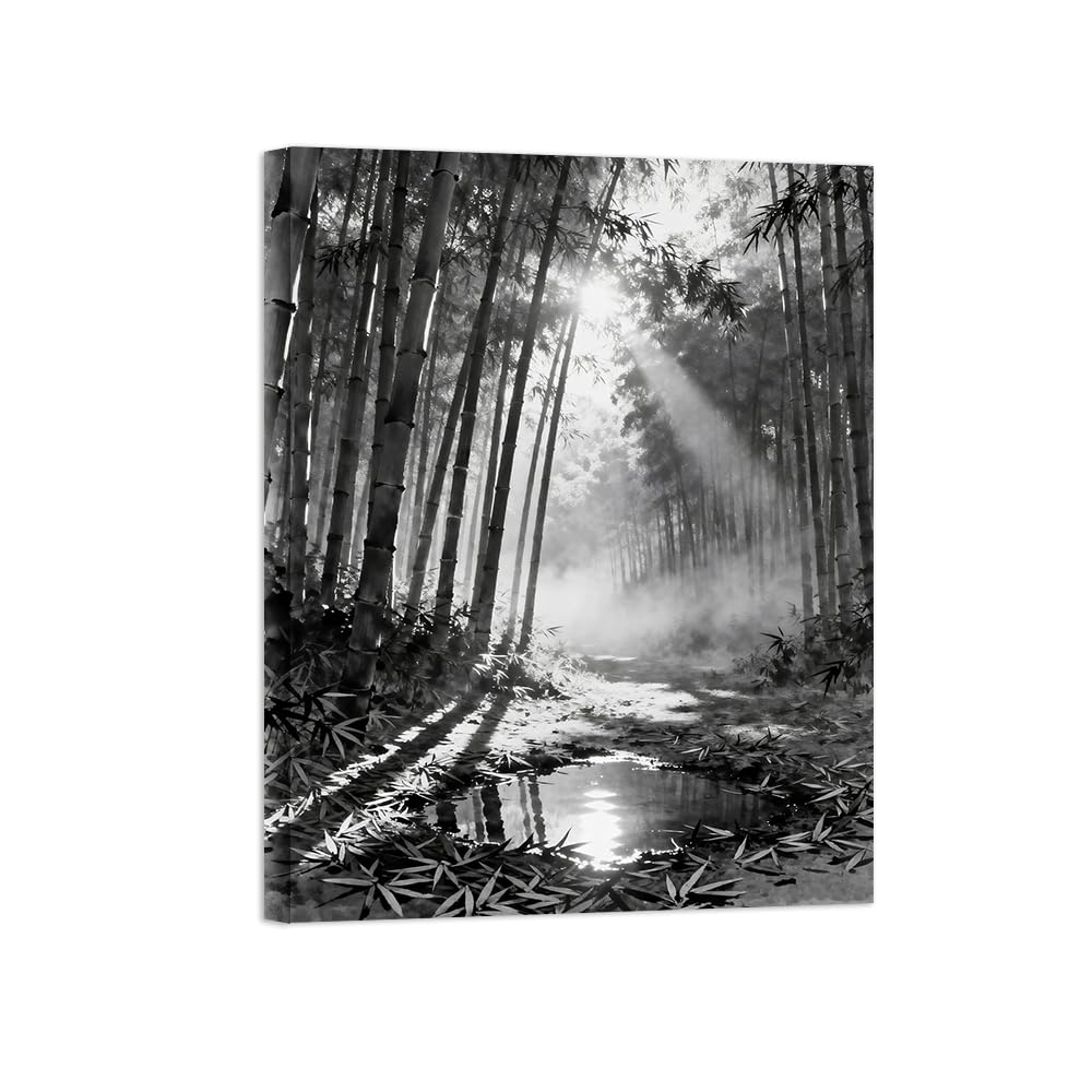 Black White Landscape Wall Art. Bamboo Sunshine. Picture 90x117cm Unframed