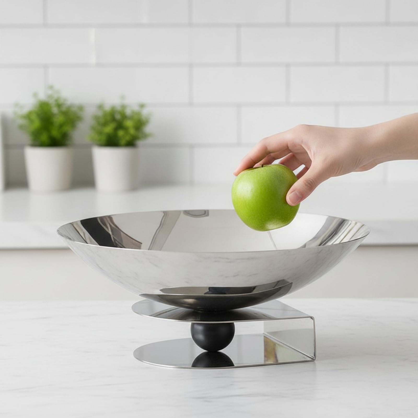 Colcolo Piatto da Portata Rialzato in Acciaio Capiente, Vassoio Portafrutta in Metallo con Base Rettangolare, Decorativo, per Spazi Alberghieri