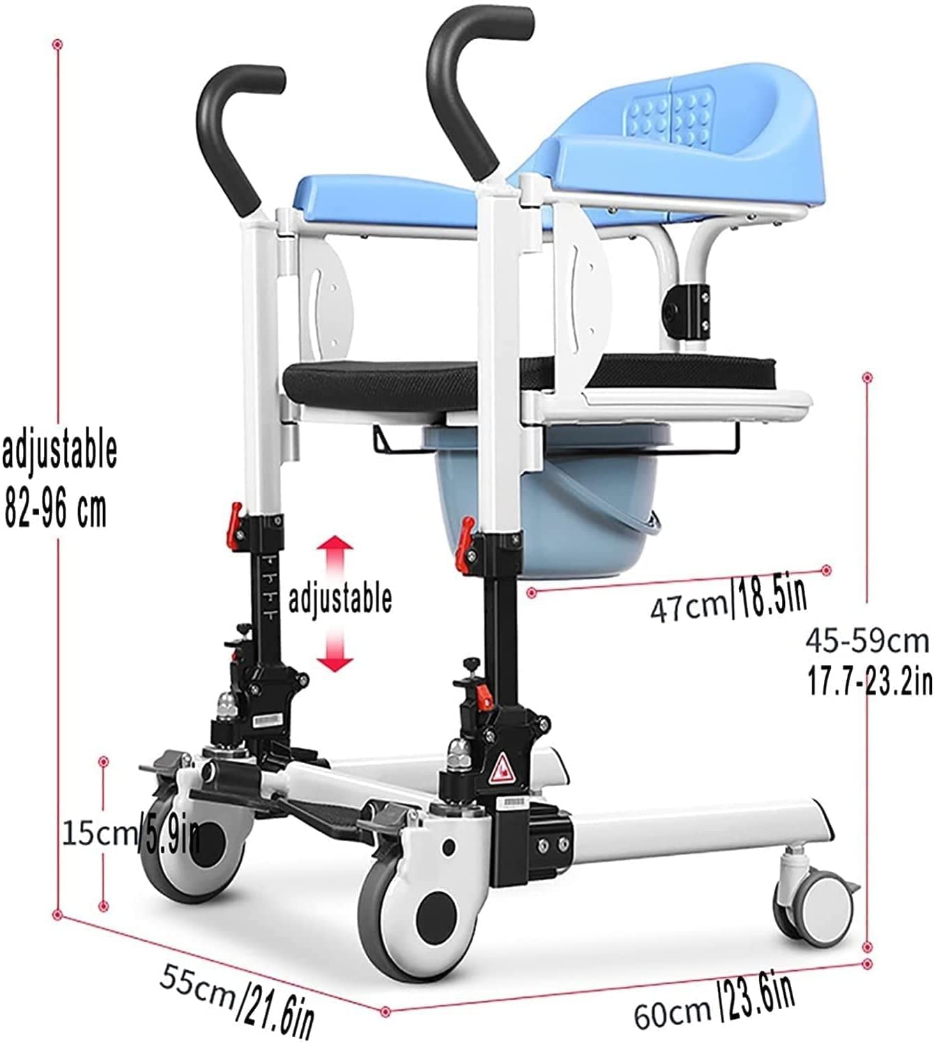 Podnośnik dla pacjenta do domu, komody przy łóżku, samoobsługowa pomoc w podnoszeniu pacjenta, z dzielonym siedzeniem 180°, transport, wózek inwalidzki dla seniorów niepełnosprawnych osób starszych,