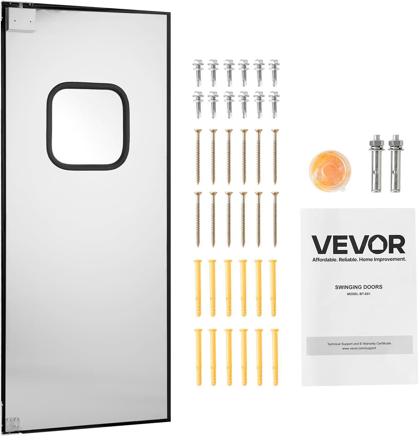 VEVOR Traffic Swing Door, Single Panel Fits Door Opening 36" W x 84" H, Stainless Steel Commercial Swinging Doors with Hardware & Accessories, Ideal for Residential Use, Durable & Easy to Install 36" W x 84" H Single Door