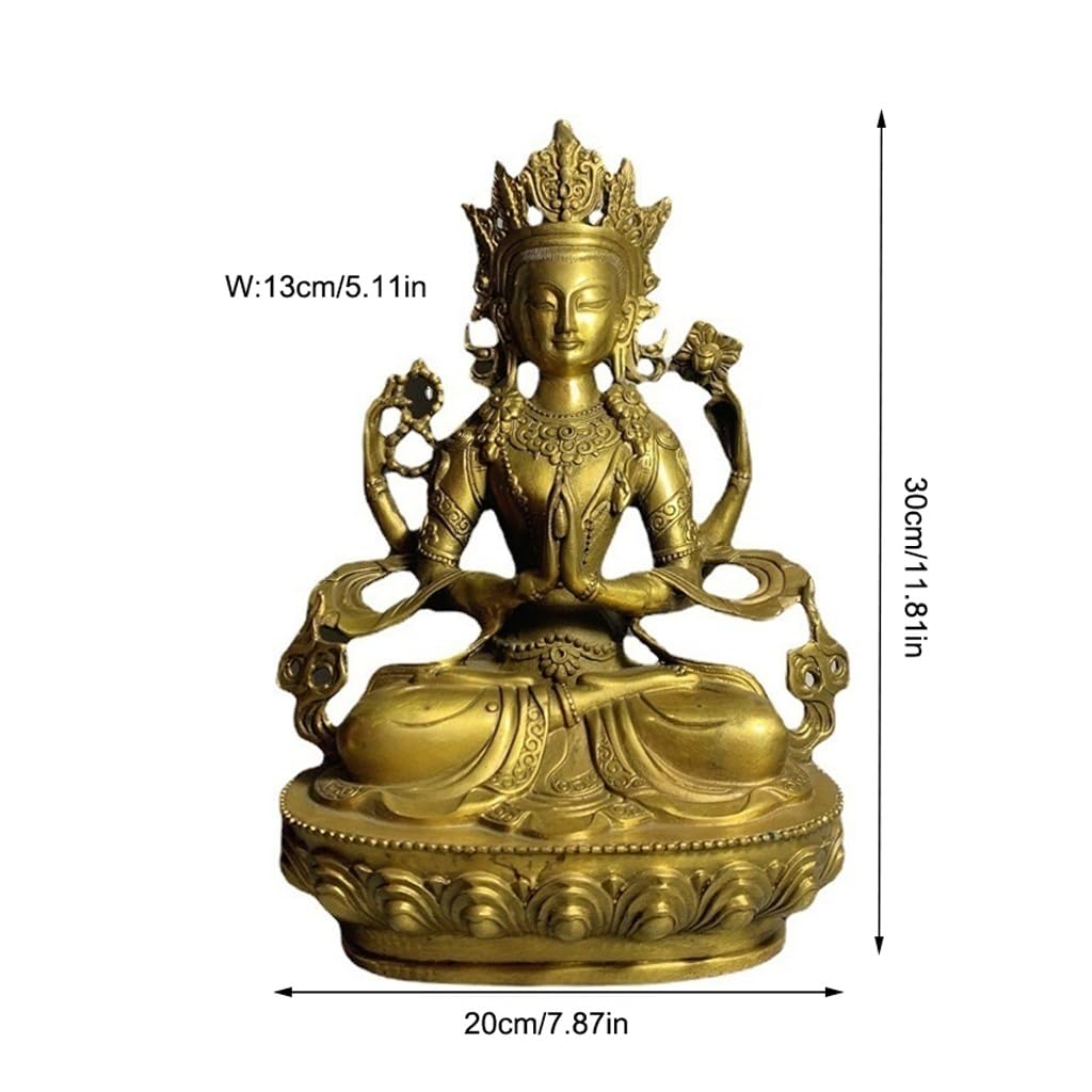 Posąg Buddy do wnętrz Feng Shui Dekoracja Mosiądz Guanyin siedzący Statua Domowe Biuro Rzemiosło Dekoracja Zen Bodhisattwa Statua Medytująca Statua Buddy Figurka Rzeźba