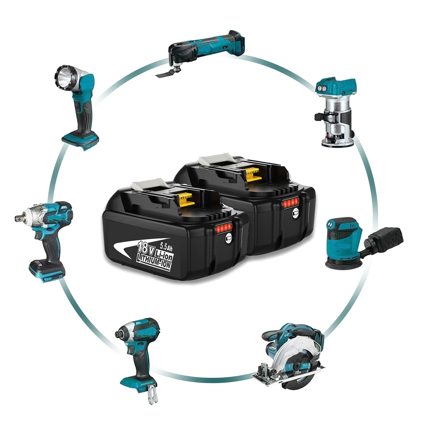 JYJZPB DC18RD Chargeur Rapide à Double Port Et 5,5Ah Batterie