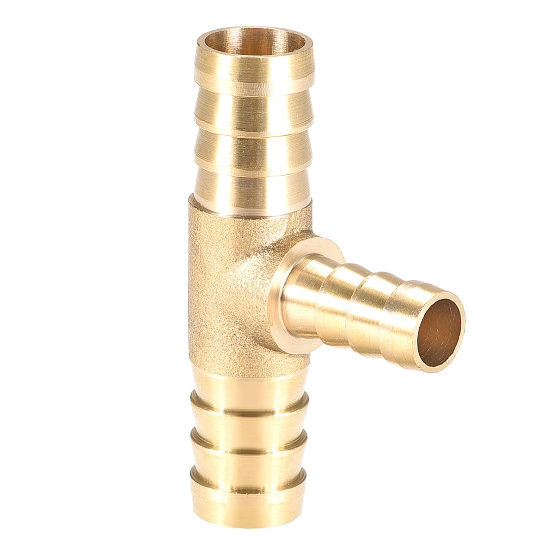 Sourcing Map 10 mm x 14 mm x 10 mm Messing-Schlauch-Reduzierstück, T-Form, 3-Wege-Widerhakenverbinder, für Luft Wasser, Kraftstoff, Gas