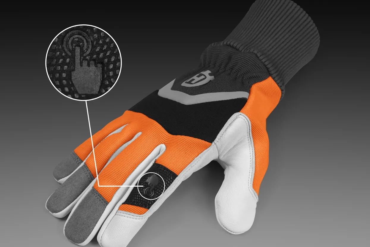 HUSQVARNA High safety and long lasting Anti-Cut Gloves, touch screen. Work gloves, stable grip, high visibility; ideal for pruning, trimming and garden maintenance - Size 9