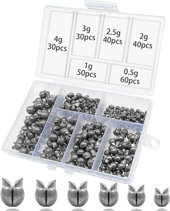 250Pcs Split Shot Fishing Weights Sinkers, 6 Sizes Removable Round...
