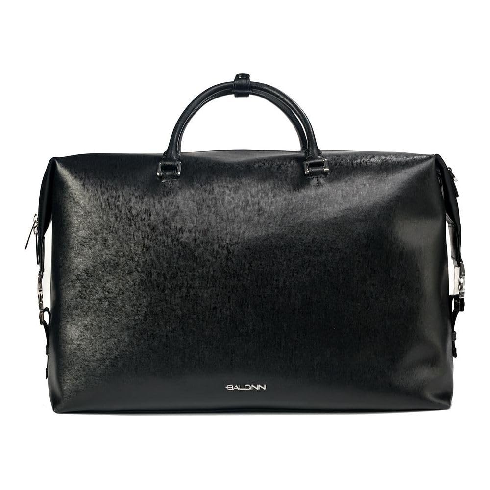 Baldinini Trend Chic Saffiano Calfskin Travel Men's Bag, Black