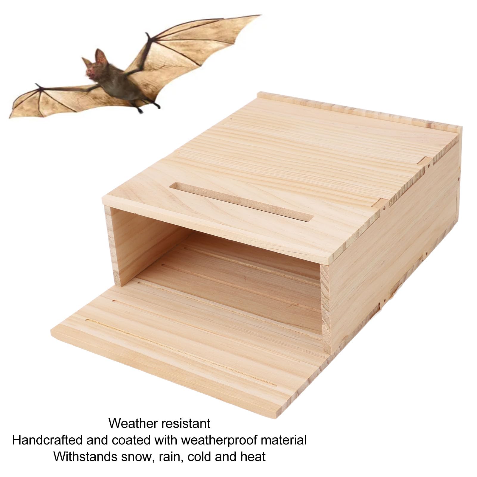 Bat House, Weather Handcrafted Wooden Bat Box, Single Chamber Bat Shelter for Outdoor Garden, Patio, Yard, and Natural Control (Easy to Install) (153 characters)