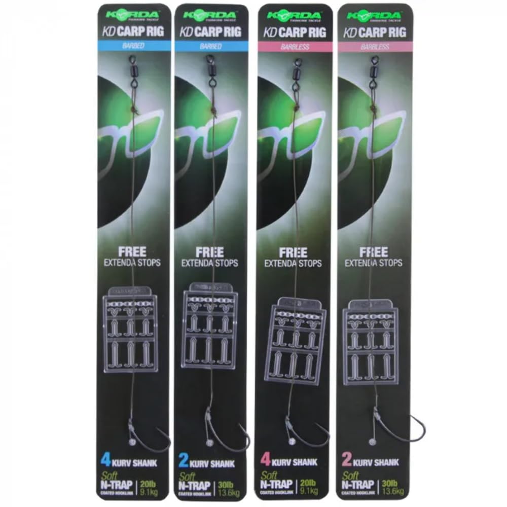Korda Ready Tied Carp Rigs KD Rig: Size 4: Barbless