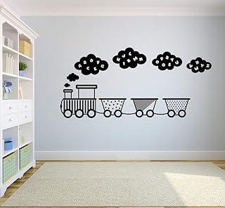 Cute Train Alphabet Stars Clouds Toy Railroad Trains Wall Sticker Art Decal for Girls Boys Room Bedroom Nursery Kindergarten House Fun Home Decor Stickers Wall Art Vinyl Decoration Size (20x18 inch)