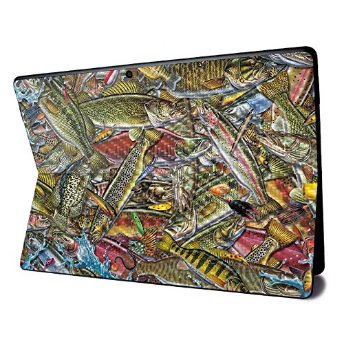 Image of MightySkins Carbon Fiber Skin for Microsoft Surface Pro X - Fish Puzzle | Textured Carbon Fiber Finish | Easy to Apply, Remove, and Change Styles | Made in The USA