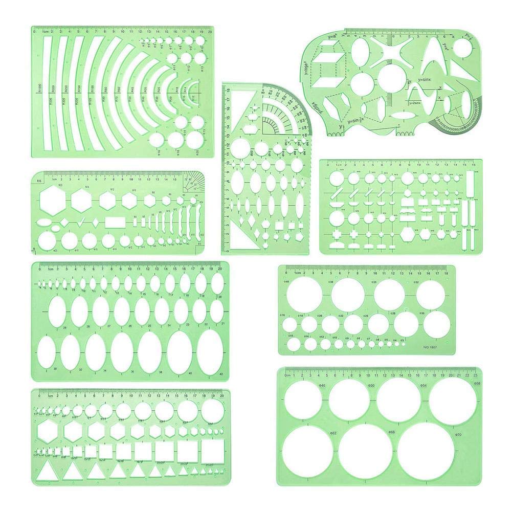Buy OUKA 9 pieces plastic measuring ruler building formwork stencils ...