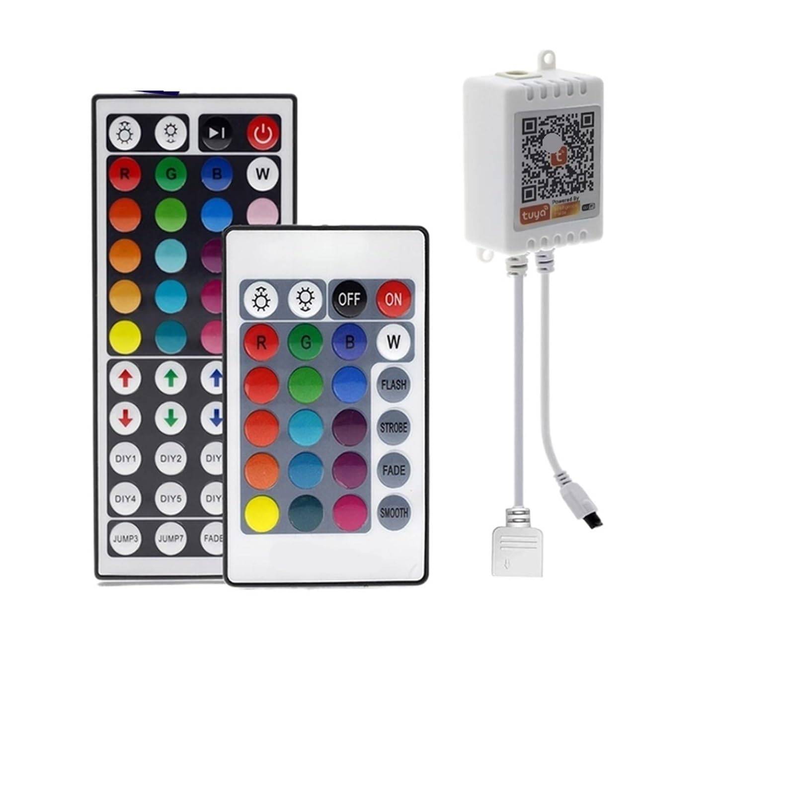 Controlador LED Inteligente WiFi Remoto Tuya, 24 Teclas, 44 Teclas, Control Remoto por Infrarrojos, DC12-24V Adecuado for Tira de Luces LED RGB 2835 5050 (Color : WiFi RGB 24key IR)