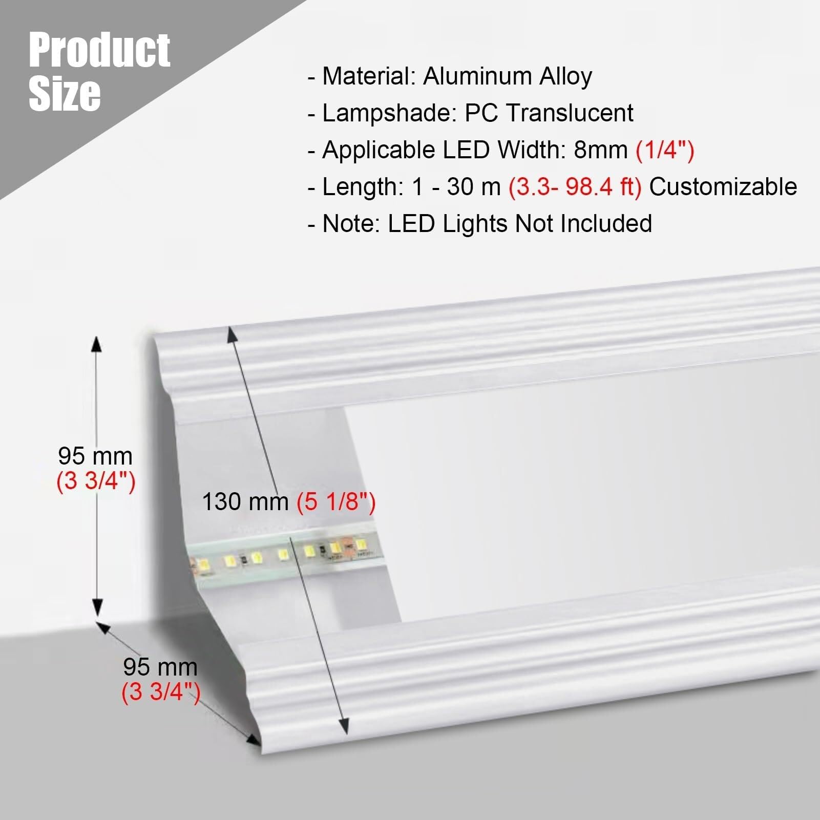 Dekoracyjne oświetlenie pośrednie LED rama - Aluminiowe wykończenie do tworzenia atmosfery w sypialni, łatwy w instalacji, listwa przypodłogowa, 14 m, srebrny