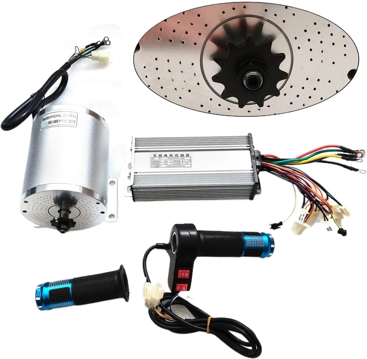 60V 2000W BLDC Motor Kit, 4300r/min Electric Brushless DC W/3-Speed Controller And Universal Throttle DIY Part Conversion