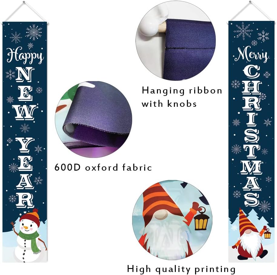 Kmuysl Christmas Decorations Outdoor - Xmas Decoration Banner -Extra Large Size 71"x12" Hanging Merry Christmas Happy New Year Door Porch Sign for Indoor Outside Yard Garden Party Wall Decor