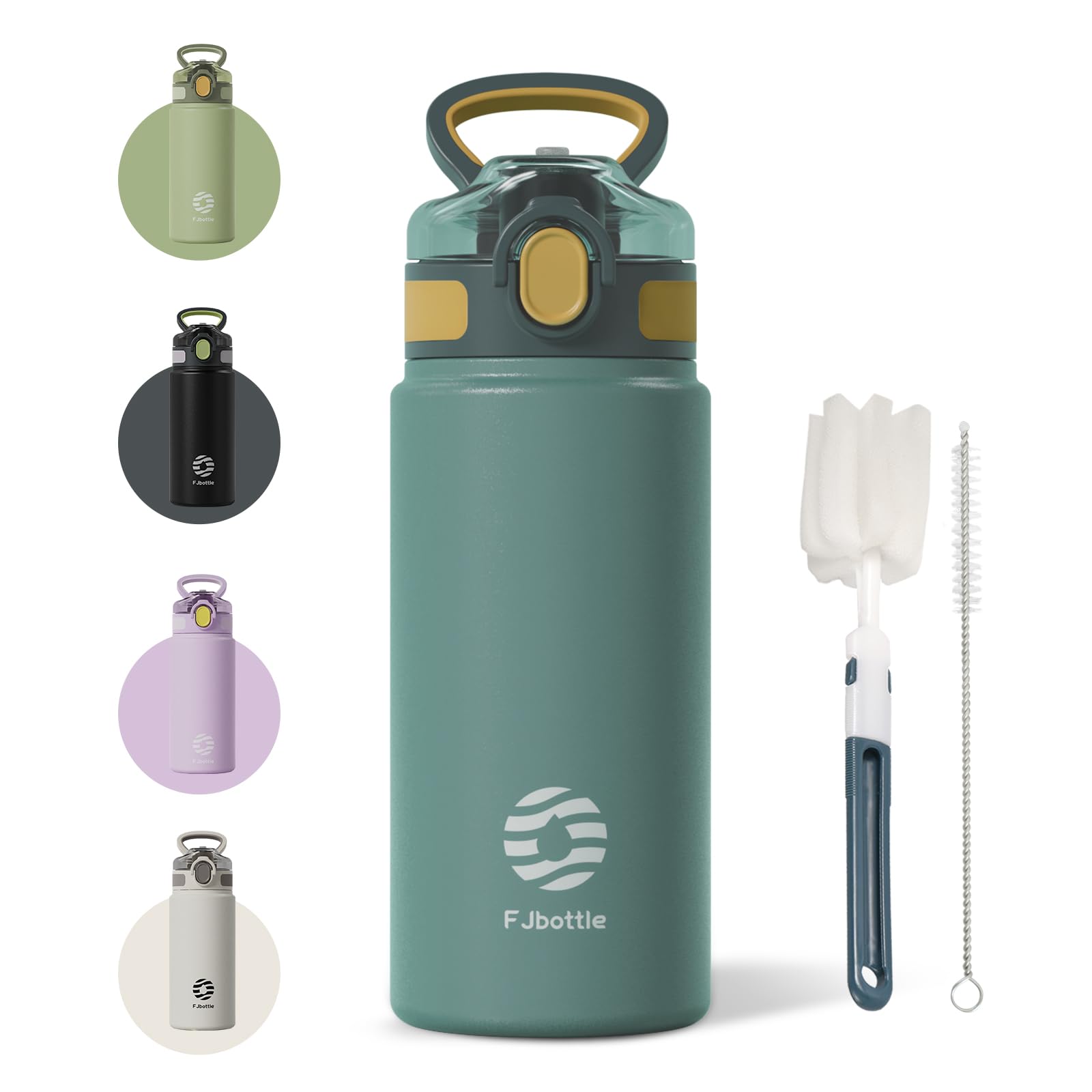 Fjbottle Insulated Water Bottle with Straw - 20 oz Vacuum Stainless Steel Water Bottle, Leak Proof Locking Lid Travel Mug, Reusable BPA-Free Tumbler Bottle, Suitable For Sport, Gym (Blue)