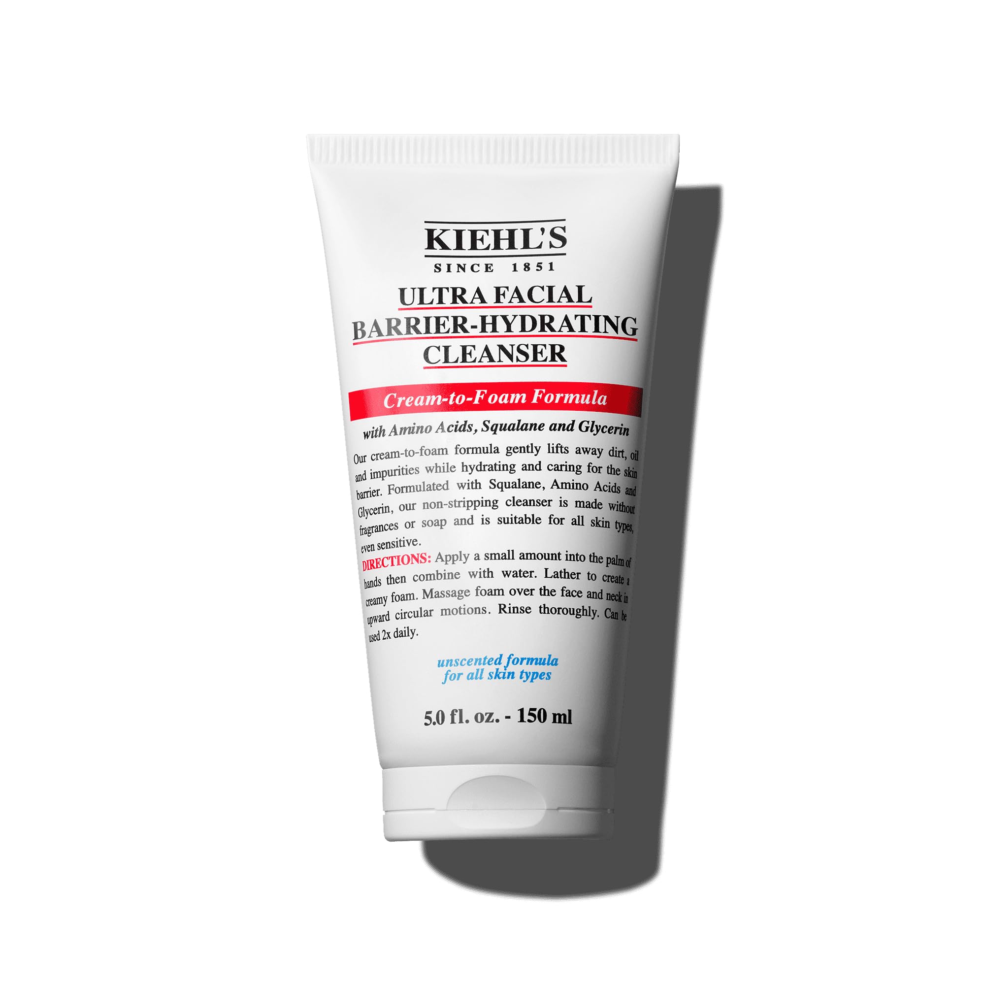 Kiehl's Ultra Barrier Cleanser, Hydrating Cream-to-Foam Face Wash and Removes All Makeup, 150ml, Multicolor, 1 ml (Pack of 1)