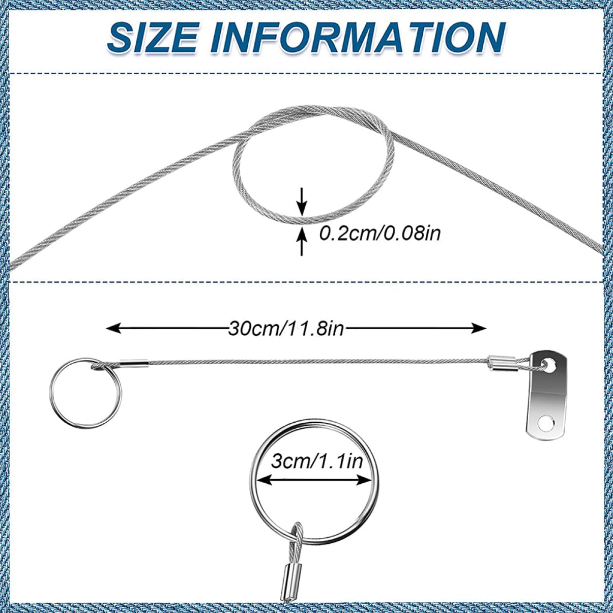 ARTIBETTER 1 Set Cable Safety Rope Loss Prevention Lanyard Marine Hardwares Tether Wire Lanyard Safety Rope Lanyard Cable Safety Tether Wire Marine Safety Wire Silver 316 Stainless Steel