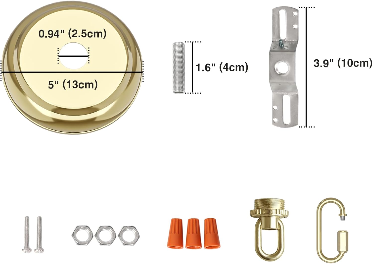 10 Feet Heavy Duty Gold Chain with 5" Light Canopy Kit for Chandelier, Swag Light Kit Light Fixture Mounting Bracket for Hanging Light,L0019