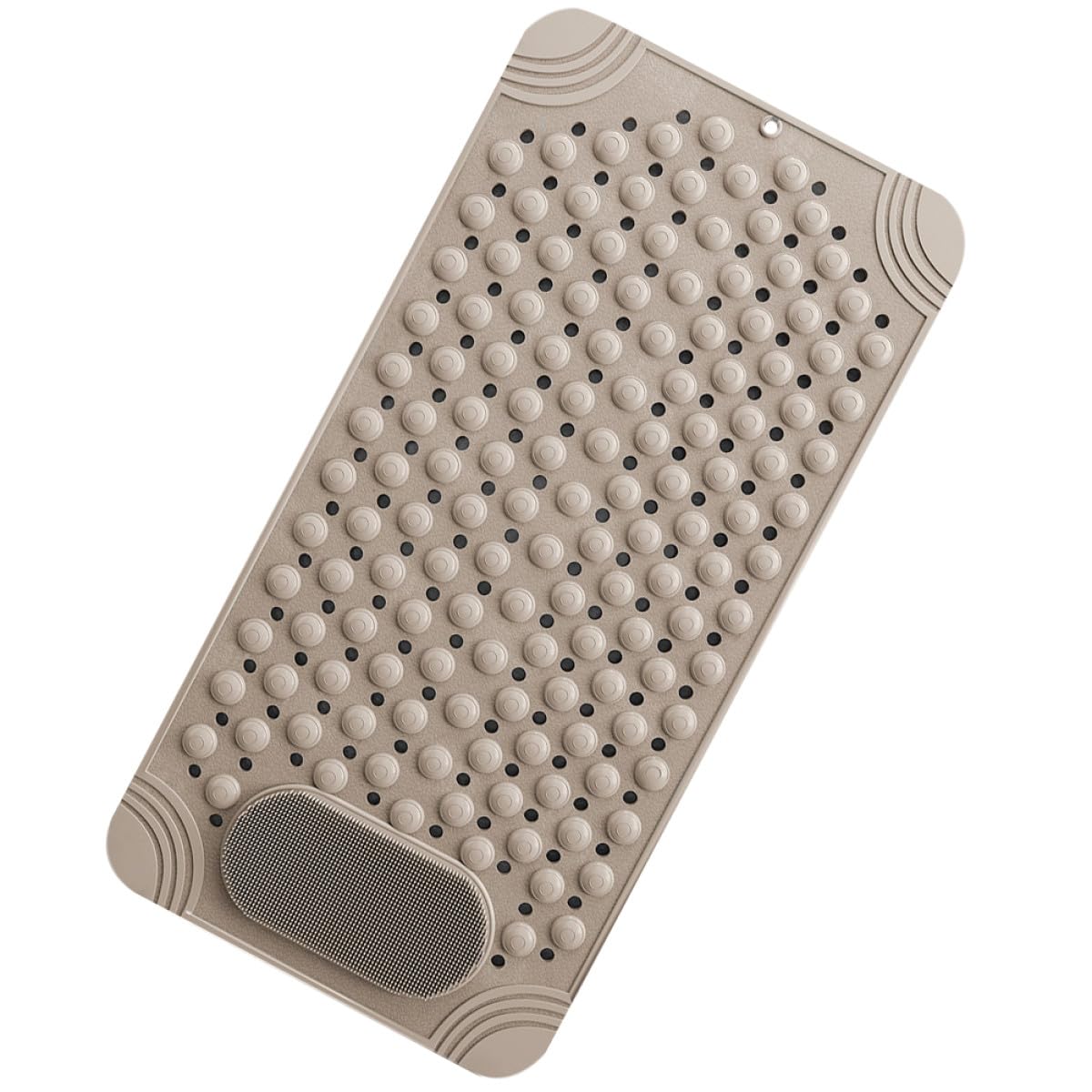 Holibanna Alfombrilla Antideslizante para Ducha y Baño con Ventosas, Diseño Resistente y Orificios de Drenaje, Material PVC Beige para Seguridad y Comodidad