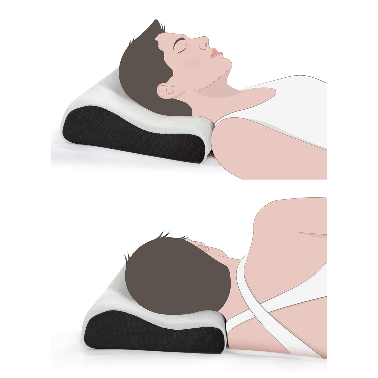 PIKOLIN Home Almohada Viscoelástica Aloe Vera | 70x40 cm | Transpirable | Doble Funda | Firmeza Media | Ergonómica | para Dormir Boca Arriba o de Lado | KUROBA