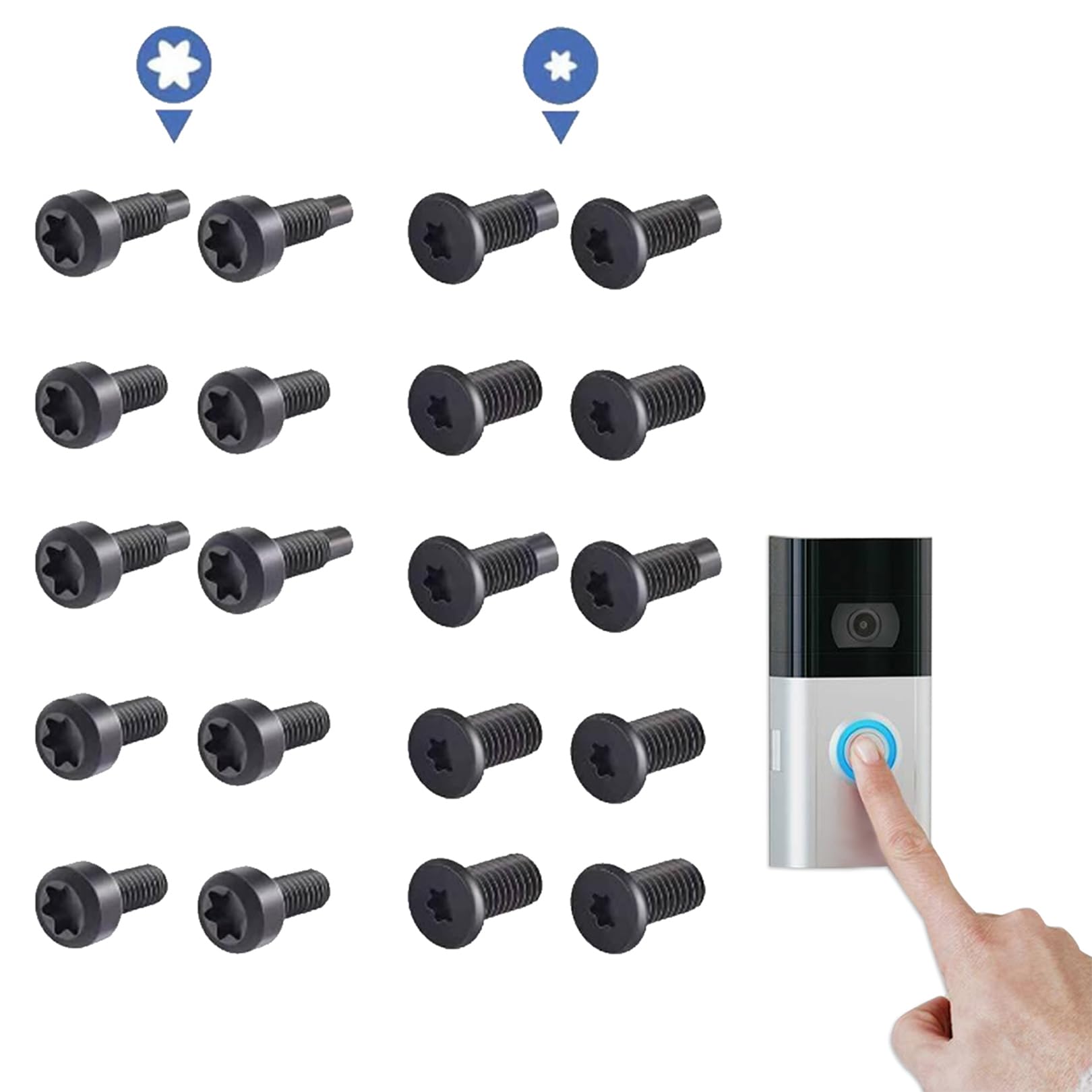Ring Doorbell Screw Replacement Set, Compatible with Ring Doorbell 2nd Generation - Pack of 20, ring doorbell screws 2nd generation.
