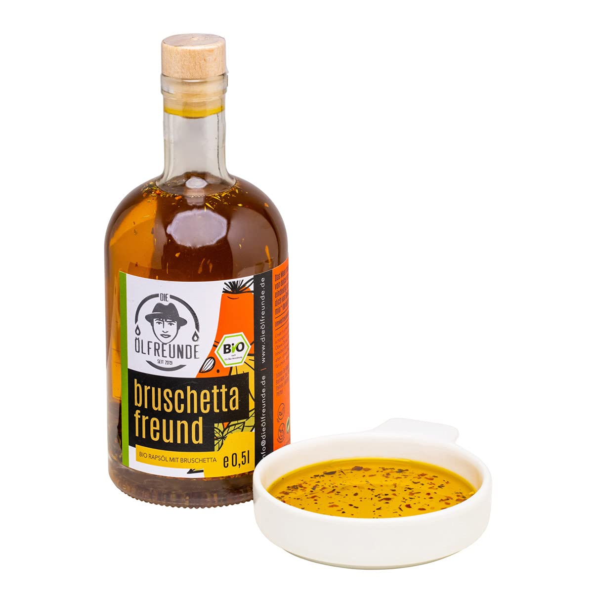 DIE ÖLFREUNDE ''Bio Bruschettafreund'' | 3er Sparset | Rapsöl mit Gewürzen 3x0,5l | hochwertig kaltgepresstes Öl | vegan | nachhaltiges Speiseöl mit Omega 3 und Omega 6 Fettsäuren