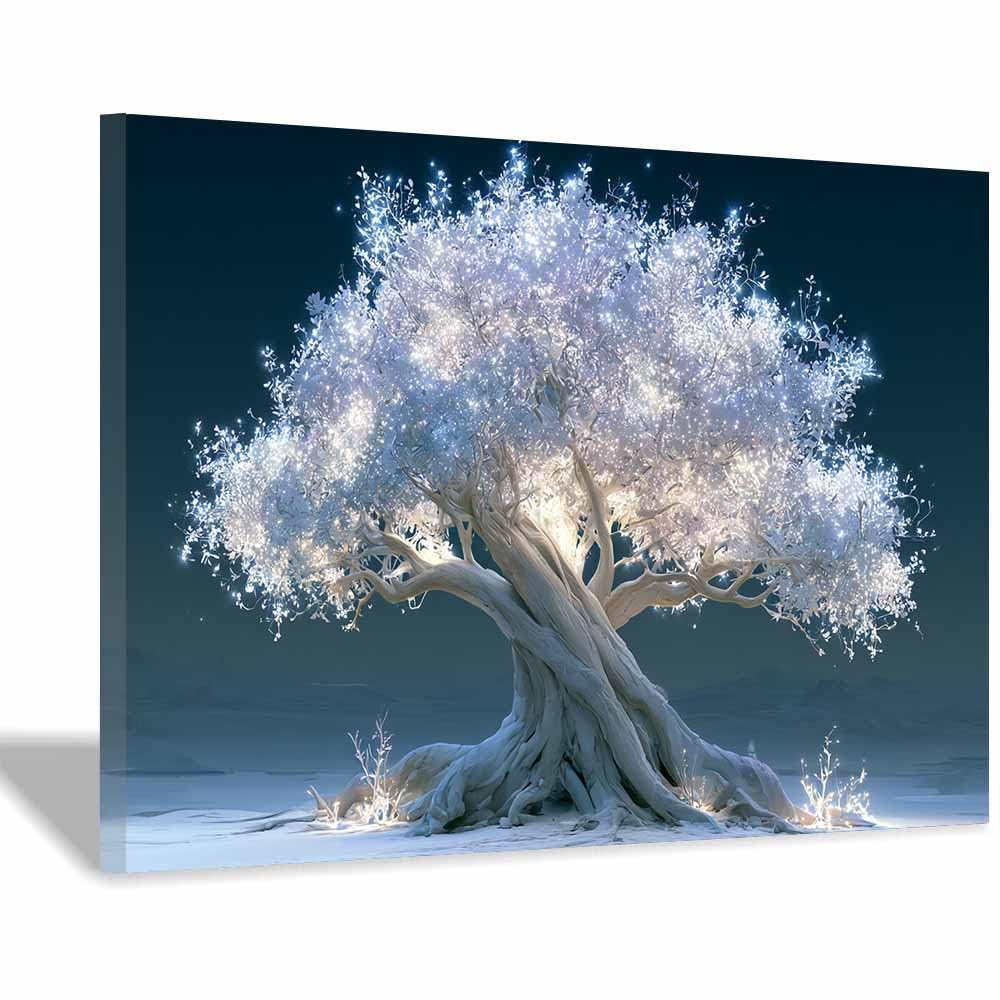 XENIOU Tree Canvas Wall Art Island lights tree art prints, decorative paintings, for Living Room Bedroom Office Home Wall Decor.(Multicolor)-70x100cm Framed