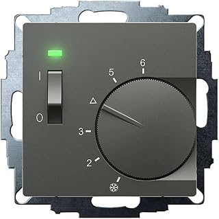 Eberle UTE 1011 191811154302 Flush-Mounted Room Controller (Anthracite, Dimensions 55 x 55, Temperature Setting 5-30 °C, AC 230 V, 10 A, Temperature Reduction, Approx. 4 K, On/Off Switch, Indicator