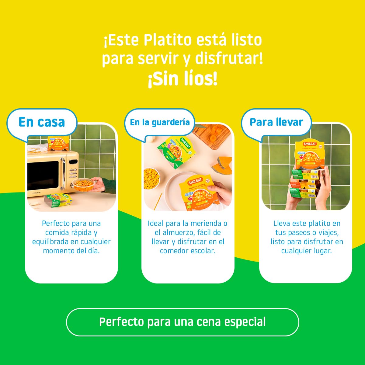 Smileat Platito de Macarrones con Verduras de la Huerta Ecológico 200g