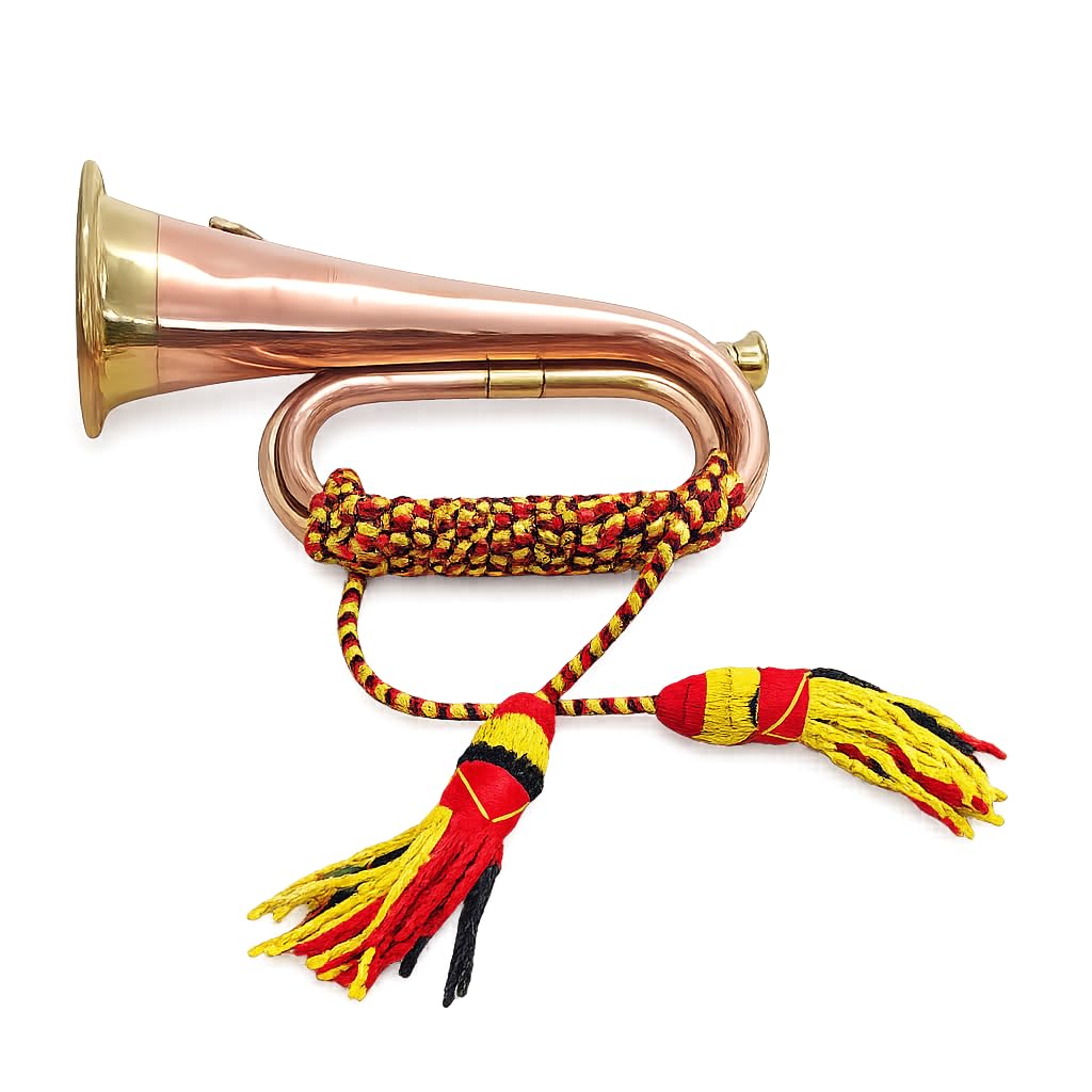 Bocina de señal de corneta de latón y cobre de 10.6 pulgadas con hermosa encuadernación de cuerda (11.75 pulgadas de largo diámetro de la bocina: 4 pulgadas)