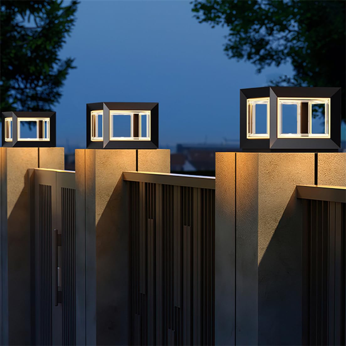 Lampadaire Carré À LED Pour Extérieur, Étanche, Noir